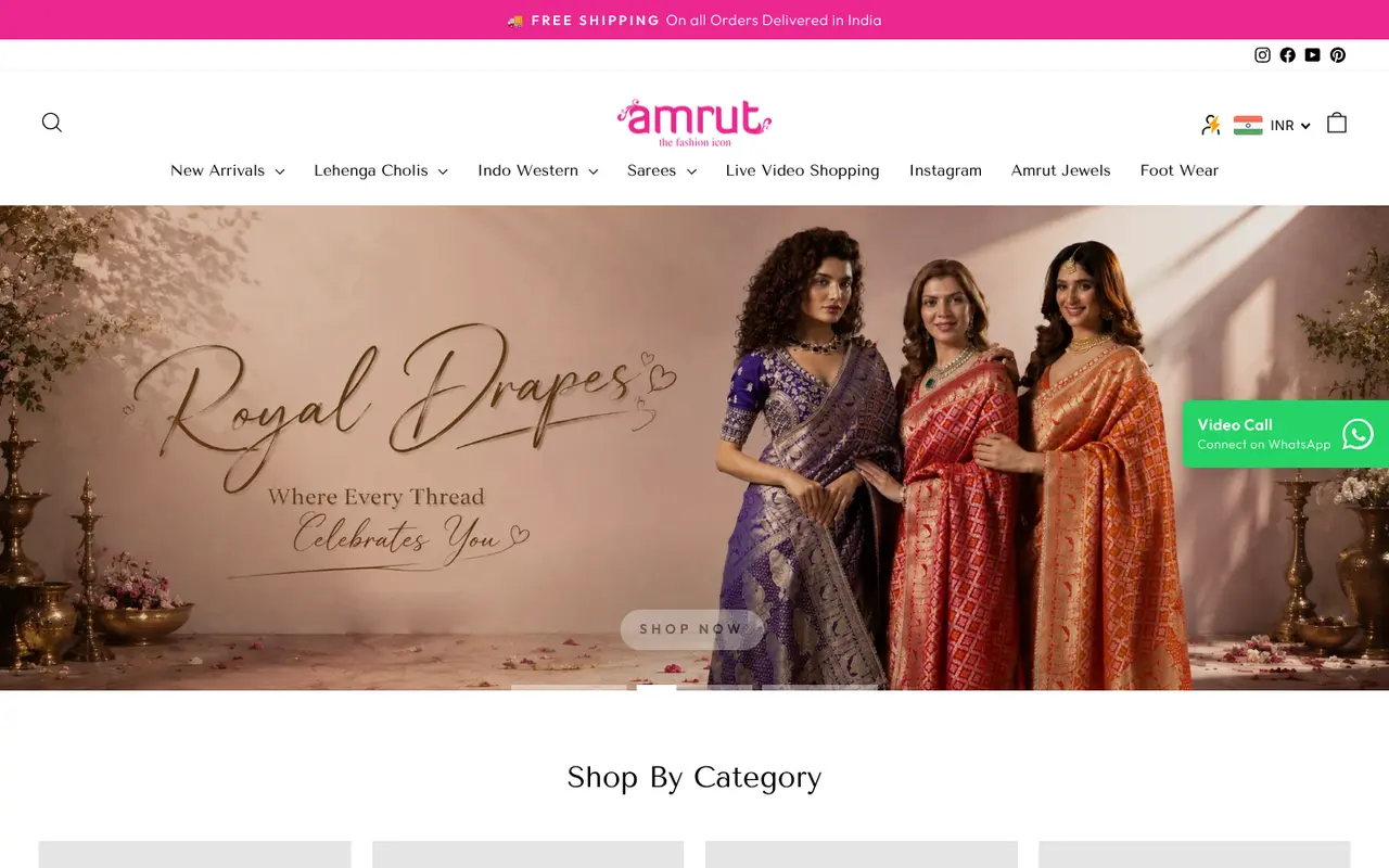 Amrut website homepage