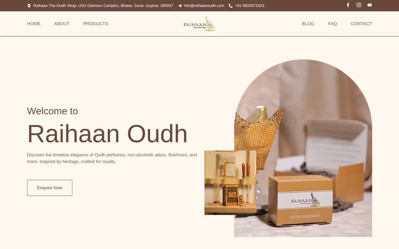 Raihaan Oudh website homepage